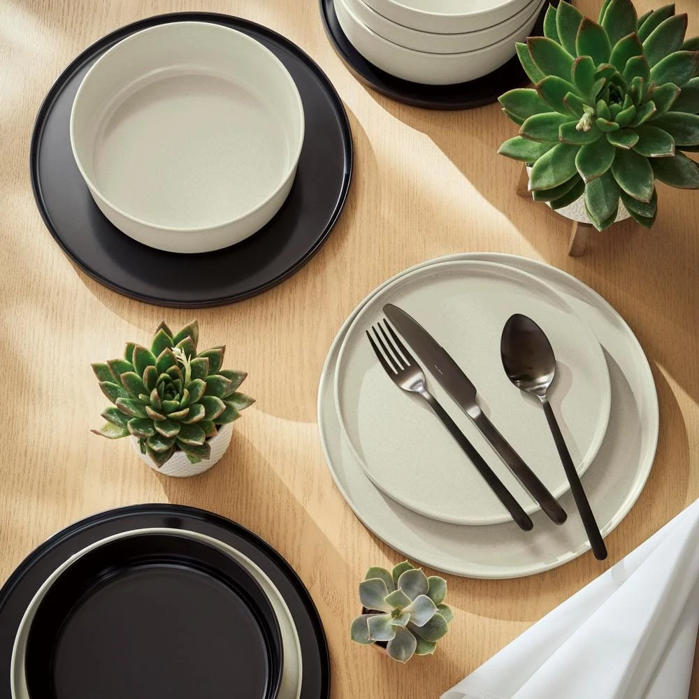 Home Decorators Collection Trenblay Melamine Dinnerware Set in Charcoal Black (Service For 4) 12 Home Decorators Collection Trenblay Melamine Dinnerware Set in Charcoal Black (Service For 4) - Image 10