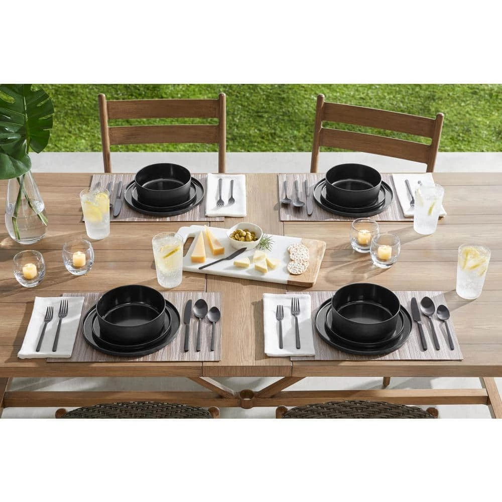 Home Decorators Collection Trenblay Melamine Dinnerware Set in Charcoal Black (Service For 4) 4 Home Decorators Collection Trenblay Melamine Dinnerware Set in Charcoal Black (Service For 4) - Image 2