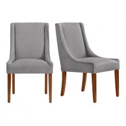 Home Decorators Collection Leaham Charcoal Upholstered Dining Chairs with Walnut Accents (Set of 2) -Home Decorators Soldes charcoal home decorators collection dining chairs 57 3 77 1000
