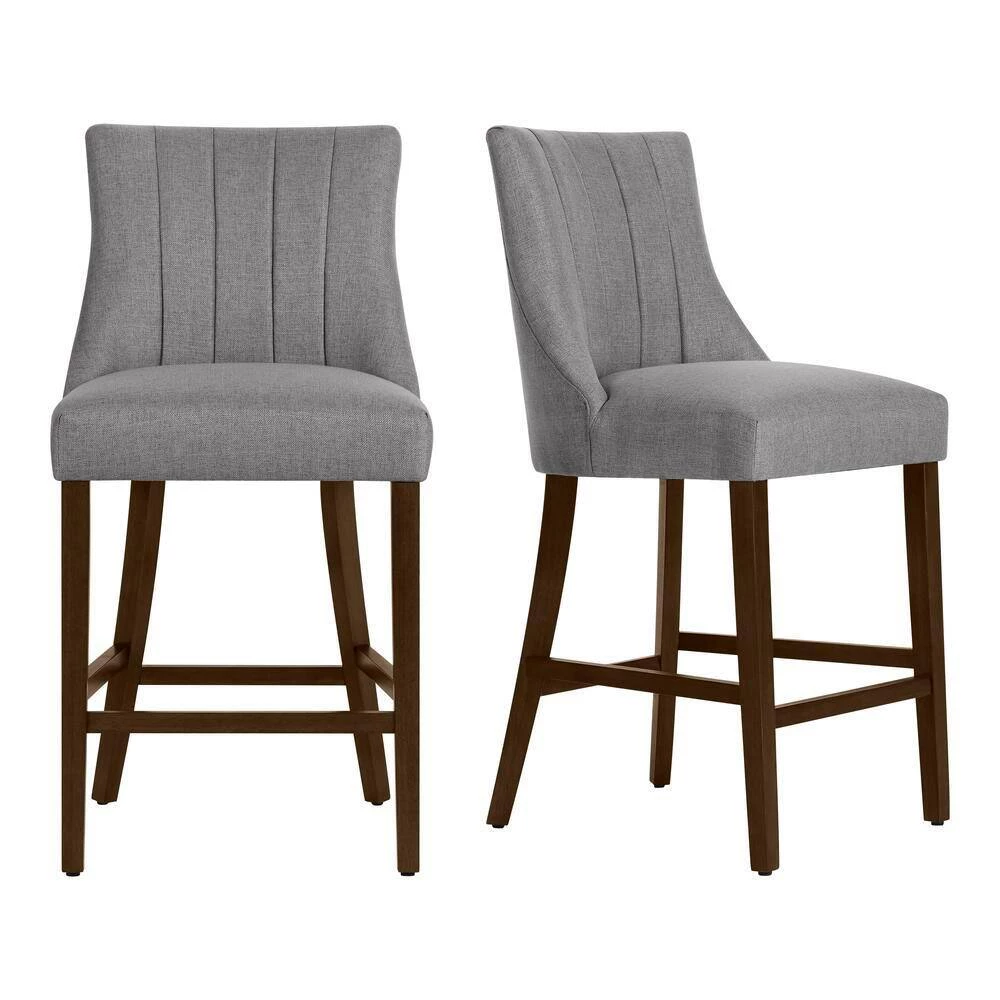 Home Decorators Collection Scotsfield Channel Tufted Upholstered Bar Stools in Charcoal (Set of 2) 9 Home Decorators Collection Scotsfield Channel Tufted Upholstered Bar Stools in Charcoal (Set of 2) - Image 7