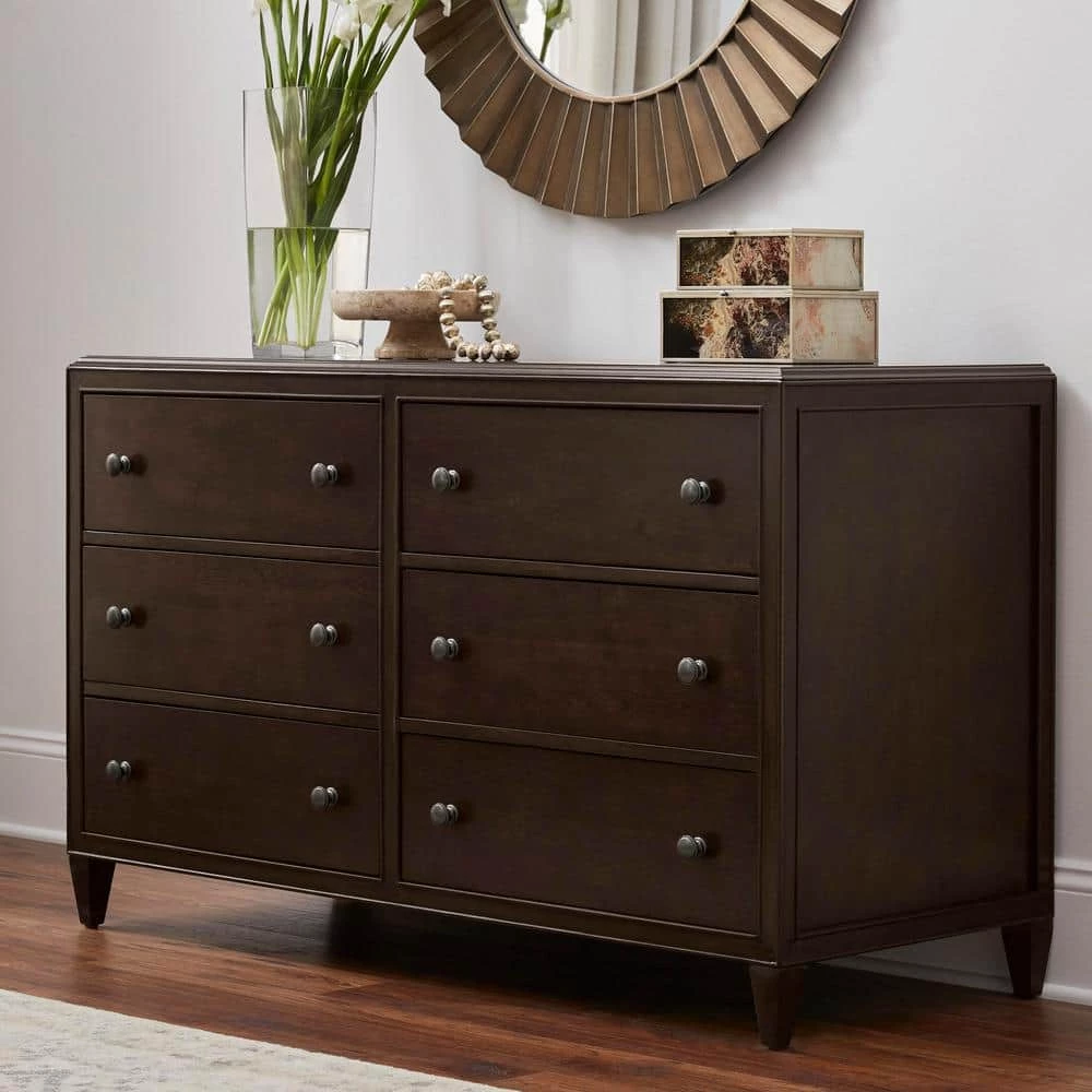 Home Decorators Collection Bonterra 6-Drawer Chocolate Dresser (56.69 in. W x 24.41 in. D x 35.85 in H) 5 Home Decorators Collection Bonterra 6-Drawer Chocolate Dresser (56.69 in. W x 24.41 in. D x 35.85 in H) - Image 3