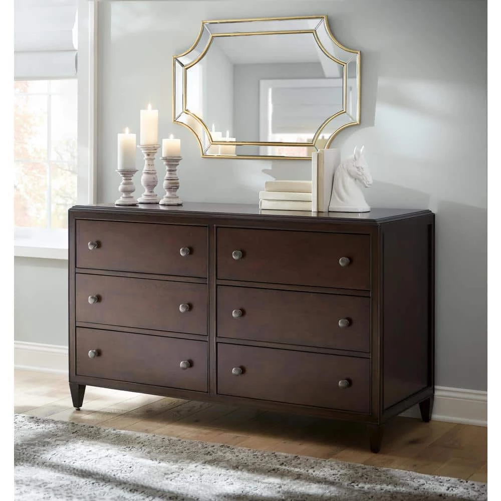 Home Decorators Collection Bonterra 6-Drawer Chocolate Dresser (56.69 in. W x 24.41 in. D x 35.85 in H) 6 Home Decorators Collection Bonterra 6-Drawer Chocolate Dresser (56.69 in. W x 24.41 in. D x 35.85 in H) - Image 4