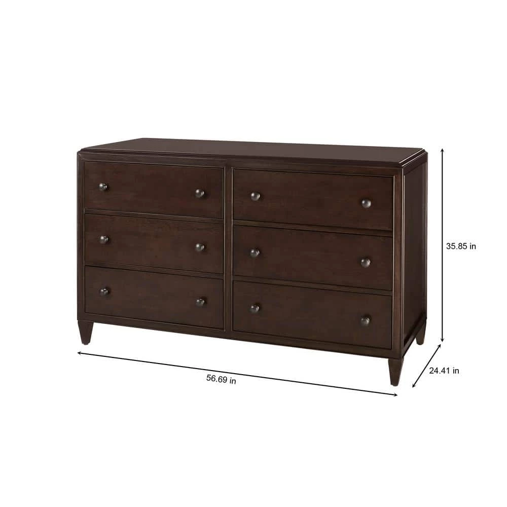 Home Decorators Collection Bonterra 6-Drawer Chocolate Dresser (56.69 in. W x 24.41 in. D x 35.85 in H) 4 Home Decorators Collection Bonterra 6-Drawer Chocolate Dresser (56.69 in. W x 24.41 in. D x 35.85 in H) - Image 2