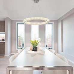 Home Decorators Collection 24 in. Chrome Integrated LED Pendant with Clear Crystals -Home Decorators Soldes chrome home decorators collection chandeliers 20748 001 fa 1000