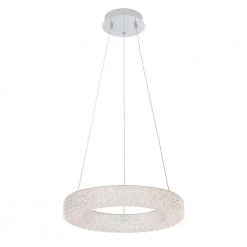 Home Decorators Collection Wesley Park 100-Watt Integrated LED Chrome Pendant Hanging Light with Clear Round Acrylic Ring Shade