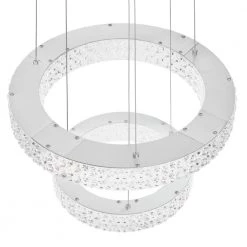 Home Decorators Collection Wesley Park 150-Watt Integrated LED Chrome Pendant Hanging Light with Clear Round Acrylic Ring Shades -Home Decorators Soldes chrome home decorators collection chandeliers 21222 66 1000