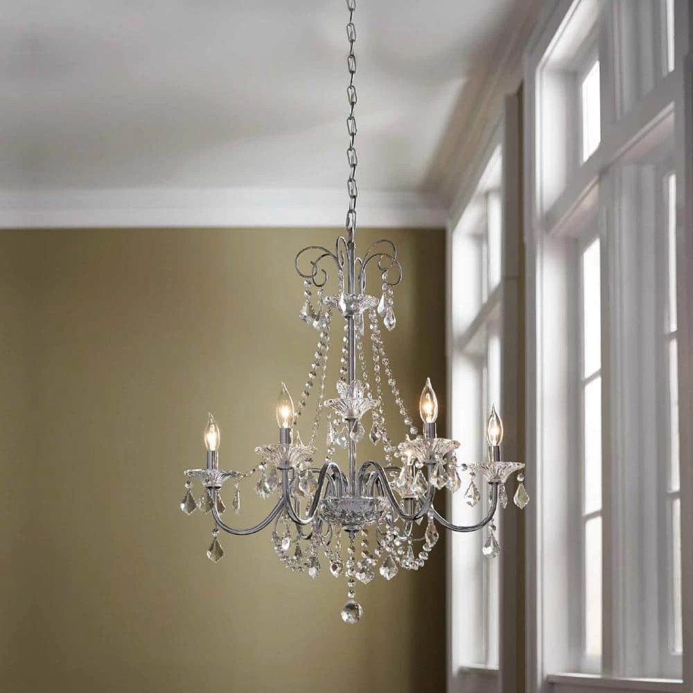 Home Decorators Collection Canterbury Park 6-Light Chrome Crystal Chandelier 9 Home Decorators Collection Canterbury Park 6-Light Chrome Crystal Chandelier - Image 7