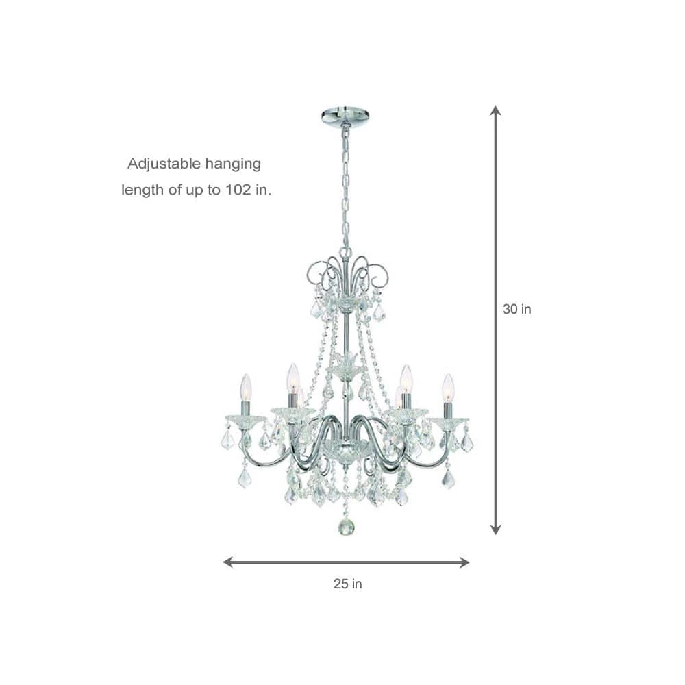 Home Decorators Collection Canterbury Park 6-Light Chrome Crystal Chandelier 6 Home Decorators Collection Canterbury Park 6-Light Chrome Crystal Chandelier - Image 4