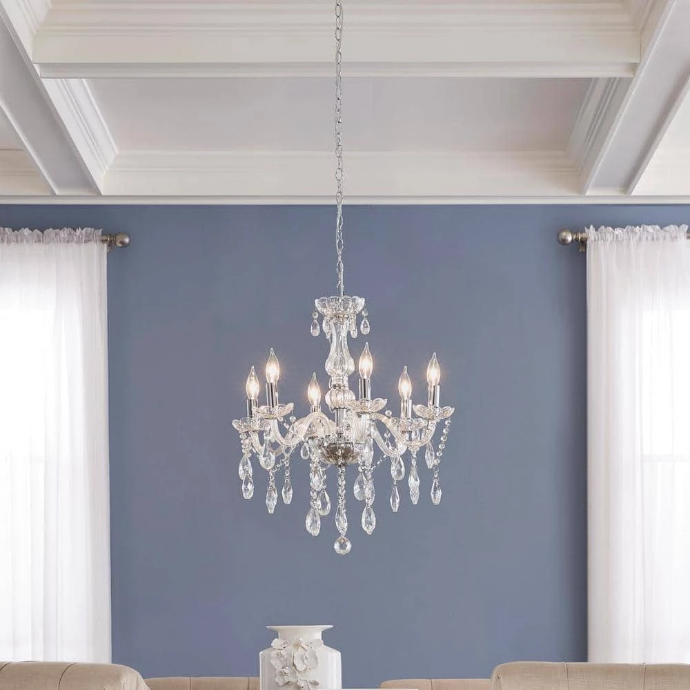 Home Decorators Collection Canterbury Park 6-Light Chrome Crystal Chandelier 4 Home Decorators Collection Canterbury Park 6-Light Chrome Crystal Chandelier - Image 2