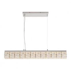 Home Decorators Collection Keighley 36 in. Integrated LED Chrome Modern Linear Chandelier for Dining Room or Kitchen Island with Crystal Shade