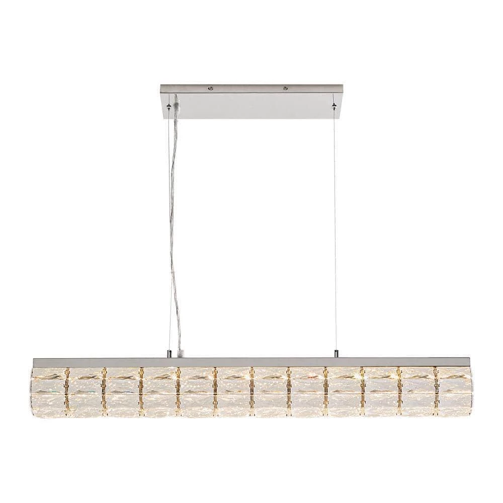 Home Decorators Collection Keighley 36 in. Integrated LED Chrome Modern Linear Chandelier for Dining Room or Kitchen Island with Crystal Shade 3 Home Decorators Collection Keighley 36 in. Integrated LED Chrome Modern Linear Chandelier for Dining Room or Kitchen Island with Crystal Shade