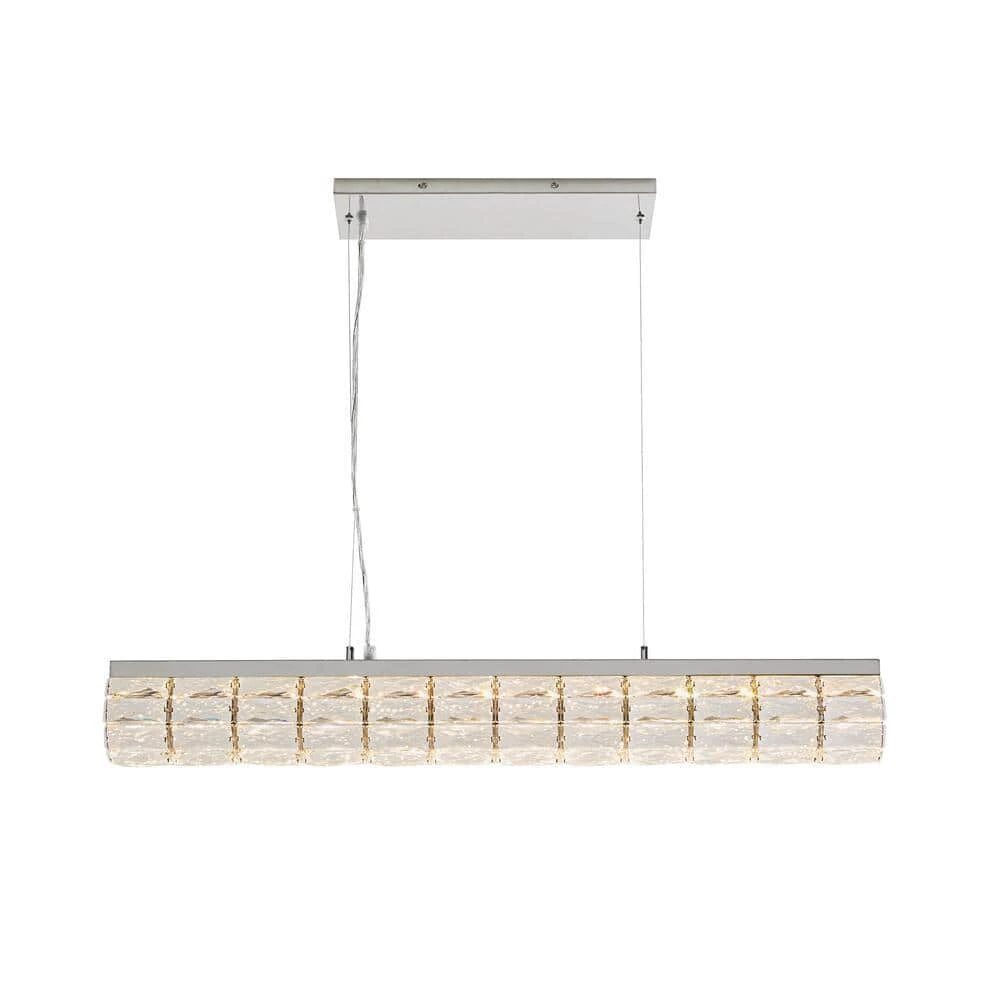 Home Decorators Collection Keighley 36 in. Integrated LED Chrome Modern Linear Chandelier for Dining Room or Kitchen Island with Crystal Shade 7 Home Decorators Collection Keighley 36 in. Integrated LED Chrome Modern Linear Chandelier for Dining Room or Kitchen Island with Crystal Shade - Image 5