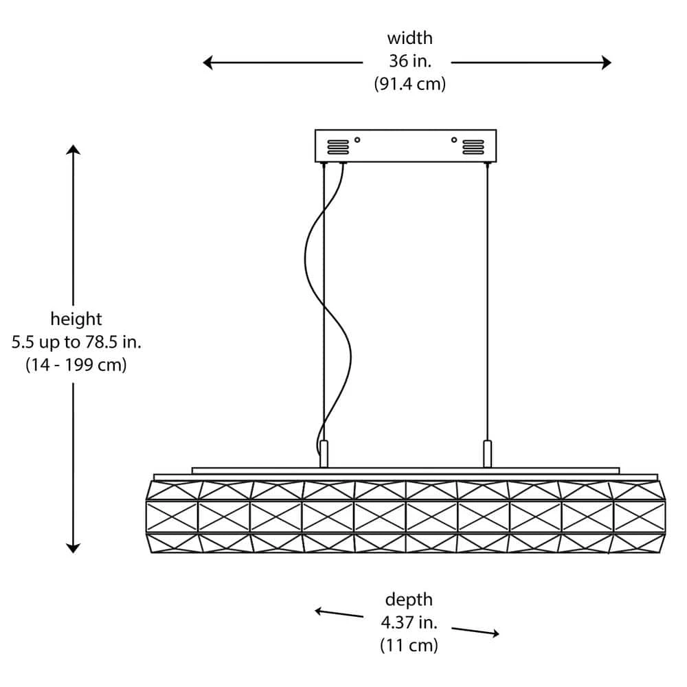 Home Decorators Collection Keighley 36 in. Integrated LED Chrome Modern Linear Chandelier for Dining Room or Kitchen Island with Crystal Shade 8 Home Decorators Collection Keighley 36 in. Integrated LED Chrome Modern Linear Chandelier for Dining Room or Kitchen Island with Crystal Shade - Image 6