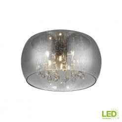 Home Decorators Collection 5-Light Chrome Glass Integrated LED Flush Mount with Clear Glass Beads -Home Decorators Soldes chrome home decorators collection flush mount lights 17160 66 1000