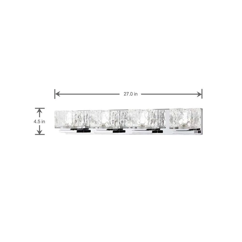 Home Decorators Collection Tulianne 75-Watt Equivalent 4-Light Chrome LED Vanity Light with Clear Cube Glass 6 Home Decorators Collection Tulianne 75-Watt Equivalent 4-Light Chrome LED Vanity Light with Clear Cube Glass - Image 4