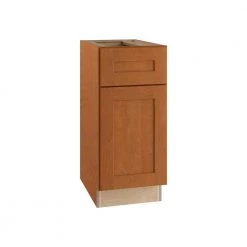 Home Decorators Collection Hargrove Assembled 12x34.5x24 in. Plywood Shaker Base Kitchen Cabinet Left Soft Close in Stained Cinnamon