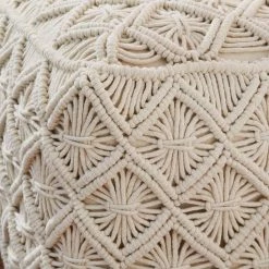 Home Decorators Collection Cream Square Macrame Floor Pouf Ottoman (20 in.) -Home Decorators Soldes cream home decorators collection ottomans mh 1839 1d 1000
