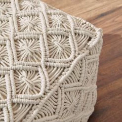 Home Decorators Collection Cream Square Macrame Floor Pouf Ottoman (20 in.) -Home Decorators Soldes cream home decorators collection ottomans mh 1839 a0 1000