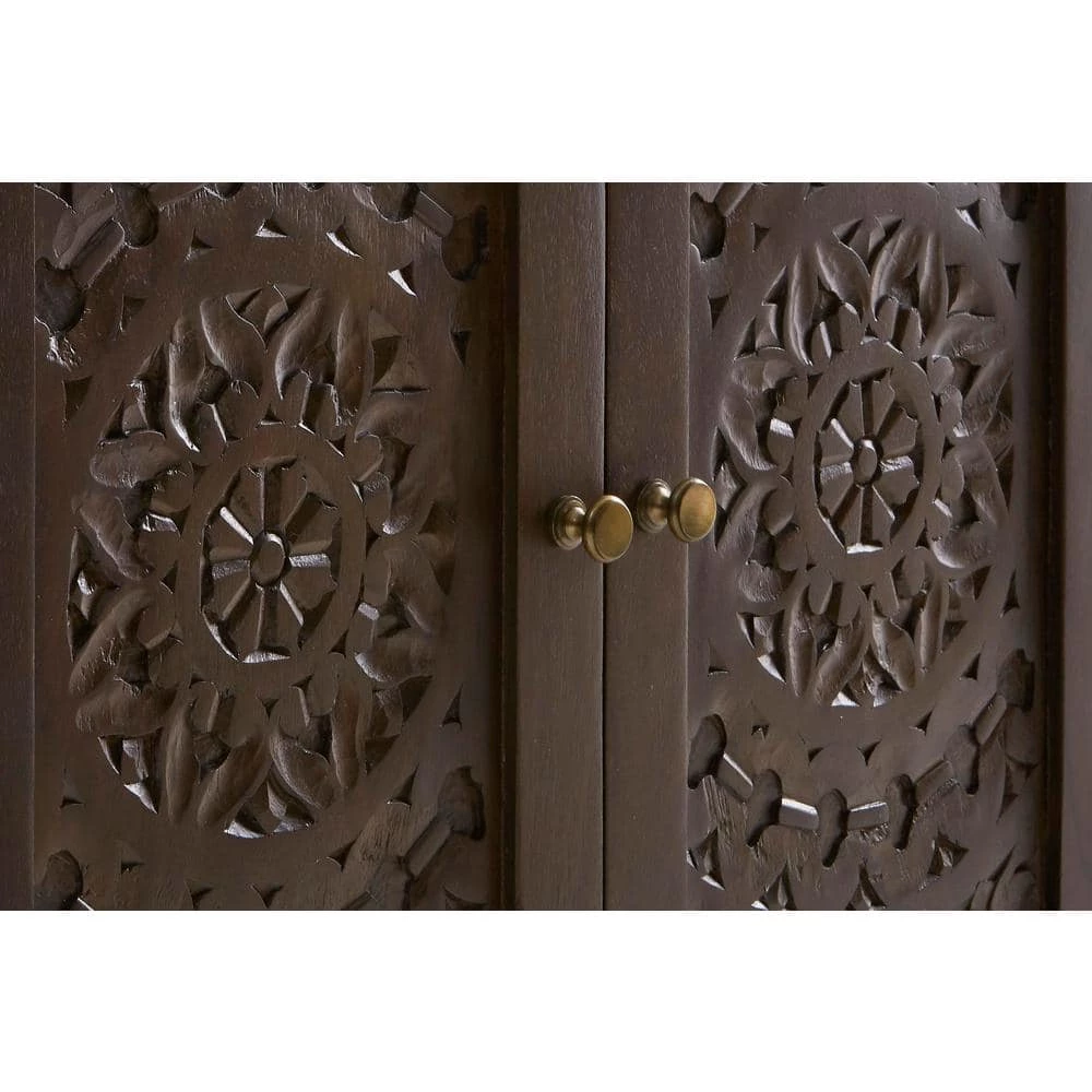 Home Decorators Collection Katya Dark Coffee Hand Carved Wood Nightstand (32 in W. X 30 in H.) 9 Home Decorators Collection Katya Dark Coffee Hand Carved Wood Nightstand (32 in W. X 30 in H.) - Image 7