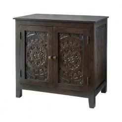Home Decorators Collection Katya Dark Coffee Hand Carved Wood Nightstand (32 in W. X 30 in H.)