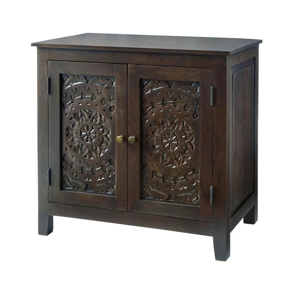 Home Decorators Collection Katya Dark Coffee Hand Carved Wood Nightstand (32 in W. X 30 in H.) 3 Home Decorators Collection Katya Dark Coffee Hand Carved Wood Nightstand (32 in W. X 30 in H.)
