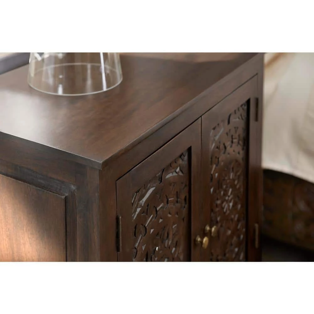 Home Decorators Collection Katya Dark Coffee Hand Carved Wood Nightstand (32 in W. X 30 in H.) 8 Home Decorators Collection Katya Dark Coffee Hand Carved Wood Nightstand (32 in W. X 30 in H.) - Image 6