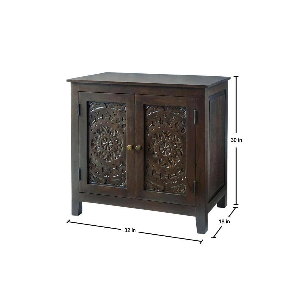 Home Decorators Collection Katya Dark Coffee Hand Carved Wood Nightstand (32 in W. X 30 in H.) 4 Home Decorators Collection Katya Dark Coffee Hand Carved Wood Nightstand (32 in W. X 30 in H.) - Image 2
