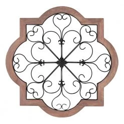 Home Decorators Collection Quatrefoil Medallion Farmhouse Metal and Wood Dimensional Wall Art (26 in. W x 26 in. H)