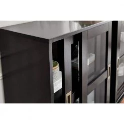 Home Decorators Collection Canonbury Ebony Wood Buffet Table with Glass Doors (55.30 in. W x 34 in. H) -Home Decorators Soldes ebony home decorators collection sideboards buffet tables sk19239dr1 e 1d 1000