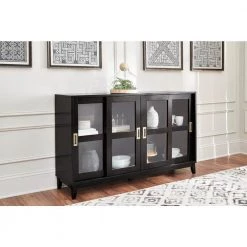 Home Decorators Collection Canonbury Ebony Wood Buffet Table with Glass Doors (55.30 in. W x 34 in. H) -Home Decorators Soldes ebony home decorators collection sideboards buffet tables sk19239dr1 e 40 1000