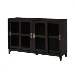 Home Decorators Collection Canonbury Ebony Wood Buffet Table with Glass Doors (55.30 in. W x 34 in. H)