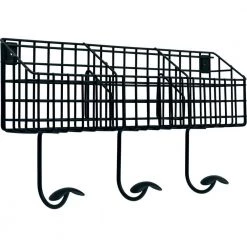 Home Decorators Collection 17.75 in. Flat Black Industrial Basket Hook Rail