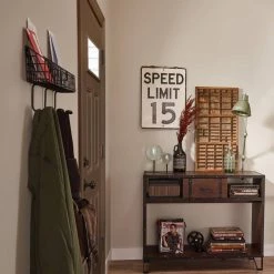 Home Decorators Collection 17.75 in. Flat Black Industrial Basket Hook Rail -Home Decorators Soldes flat black home decorators collection hooks r30314h fb u1 a0 1000