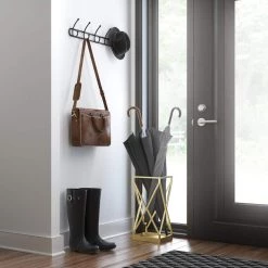 Home Decorators Collection 27 in. L Black Wire Hook Rail -Home Decorators Soldes flat black home decorators collection hooks r44044h fb u a0 1000