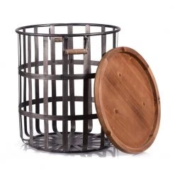 Home Decorators Collection Round Galvanized Metal Decorative Basket with Wood Lid (Set of 2) -Home Decorators Soldes galvanized home decorators collection storage baskets da223658ahd 1d 1000