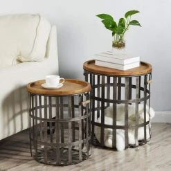Home Decorators Collection Round Galvanized Metal Decorative Basket with Wood Lid (Set of 2) -Home Decorators Soldes galvanized home decorators collection storage baskets da223658ahd 40 1000
