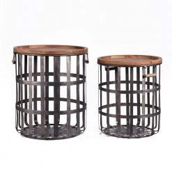 Home Decorators Collection Round Galvanized Metal Decorative Basket with Wood Lid (Set of 2) -Home Decorators Soldes galvanized home decorators collection storage baskets da223658ahd 77 1000