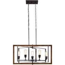 Home Decorators Collection Palermo Grove 31.88 in. 5-Light Black Gilded Iron Linear Farmhouse Chandelier -Home Decorators Soldes gilded iron with walnut wood home decorators collection chandeliers 7922hdc 44 1000