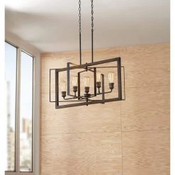 Home Decorators Collection Palermo Grove 31.88 in. 5-Light Black Gilded Iron Linear Farmhouse Chandelier -Home Decorators Soldes gilded iron with walnut wood home decorators collection chandeliers 7922hdc a0 1000