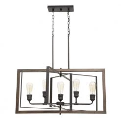 Home Decorators Collection Palermo Grove 31.88 in. 5-Light Black Gilded Iron Linear Farmhouse Chandelier -Home Decorators Soldes gilded iron with walnut wood home decorators collection chandeliers 7922hdc c3 1000