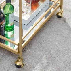 Home Decorators Collection Gold Metal Bar Cart with Mirrored Glass Shelves (29 in. W) -Home Decorators Soldes gold home decorators collection bar carts p160242xx 1d 1000