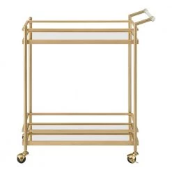 Home Decorators Collection Gold Metal Bar Cart with Mirrored Glass Shelves (29 in. W)
