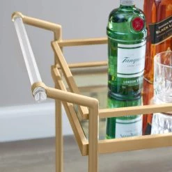 Home Decorators Collection Gold Metal Bar Cart with Mirrored Glass Shelves (29 in. W) -Home Decorators Soldes gold home decorators collection bar carts p160242xx a0 1000