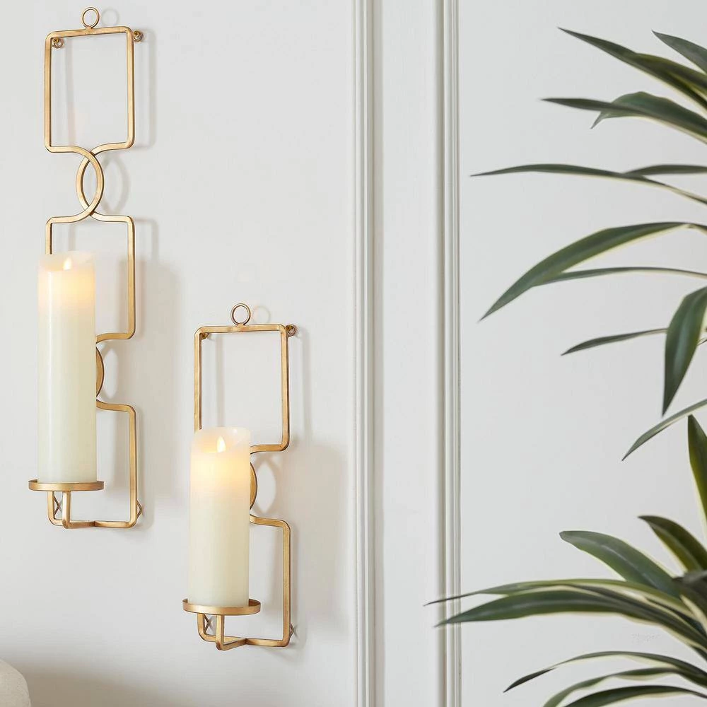 Home Decorators Collection Gold Metal Wall Sconce Candle Holder (Set of 2) 5 Home Decorators Collection Gold Metal Wall Sconce Candle Holder (Set of 2) - Image 3