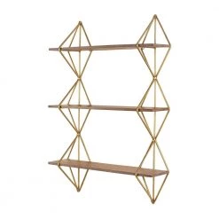 Home Decorators Collection 37 in. H x 27 in. W x 7 in. D Wood and Gold Metal Wall-Mount Bookshelf -Home Decorators Soldes gold home decorators collection decorative shelving l175586xx 66 1000