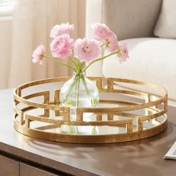 Home Decorators Collection Gold Metal Decorative Round Mirror Tray -Home Decorators Soldes gold home decorators collection decorative trays p170318xx 40 1000