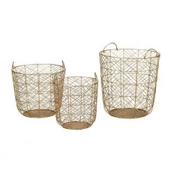 Home Decorators Collection Round Gold Metal Wire Decorative Basket (Set of 3) -Home Decorators Soldes gold home decorators collection storage baskets dc19 4959abc 66 1000