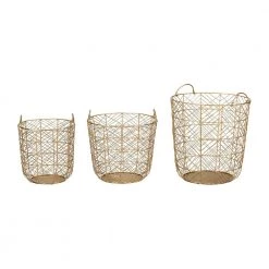 Home Decorators Collection Round Gold Metal Wire Decorative Basket (Set of 3) -Home Decorators Soldes gold home decorators collection storage baskets dc19 4959abc 76 1000