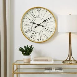 Home Decorators Collection Round Modern Wall Clock with Gold Metal Trim (24 in.) -Home Decorators Soldes gold home decorators collection wall clocks 99tc101p4a 40 1000