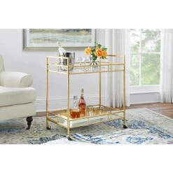 Home Decorators Collection Gold Leaf Metal and Glass Rolling Bar Cart with Glass Top (30 in. W x 33 in. H) 16 Home Decorators Collection Gold Leaf Metal and Glass Rolling Bar Cart with Glass Top (30 in. W x 33 in. H) -Home Decorators Soldes gold leaf home decorators collection bar carts v174814 np 1f 1000